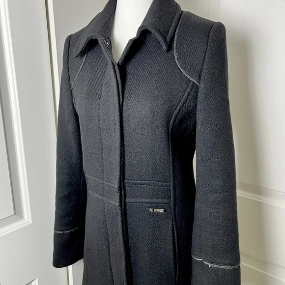 Projek Raw Long Black Wool Blend Coat – Gothic Minimalism, Hidden Buttons, Small - Picture 7 of 16